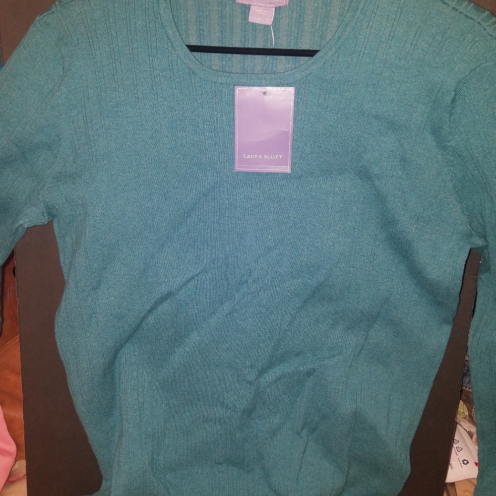 Laura Scott light greenish blue sweater